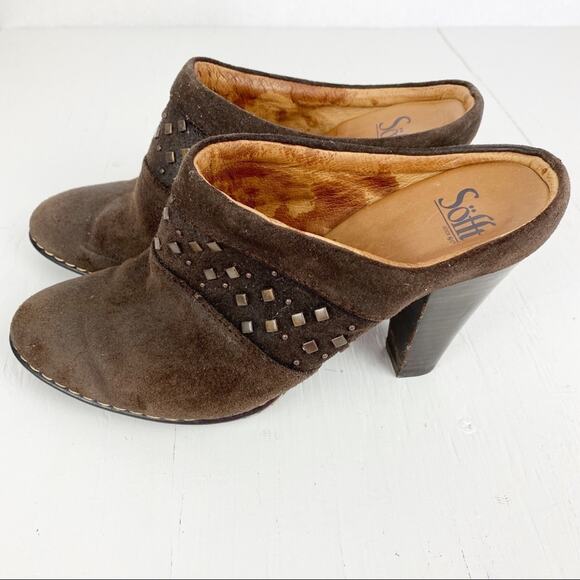 Sofft Suede Mule Size 9 M Brown Metal Studs - Picture 5 of 11